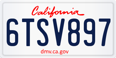 CA license plate 6TSV897