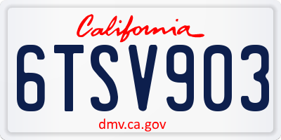 CA license plate 6TSV903