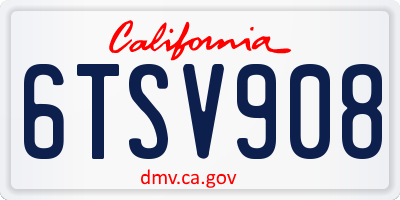 CA license plate 6TSV908
