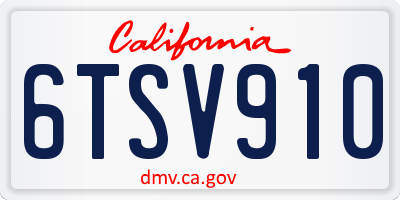 CA license plate 6TSV910