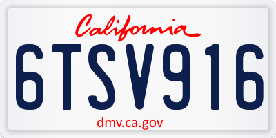 CA license plate 6TSV916