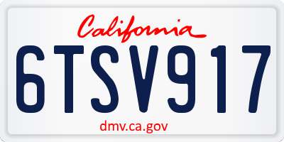 CA license plate 6TSV917