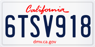 CA license plate 6TSV918