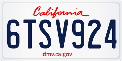 CA license plate 6TSV924