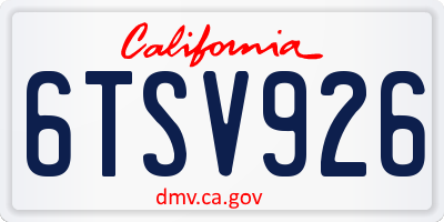 CA license plate 6TSV926