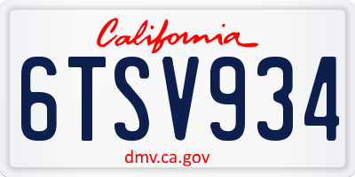 CA license plate 6TSV934