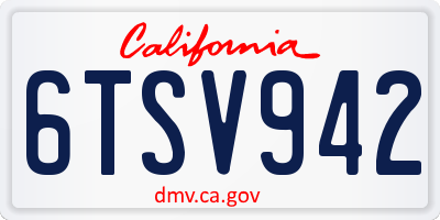 CA license plate 6TSV942