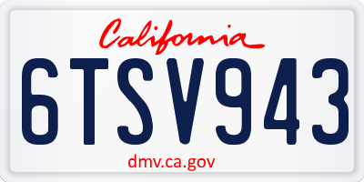 CA license plate 6TSV943