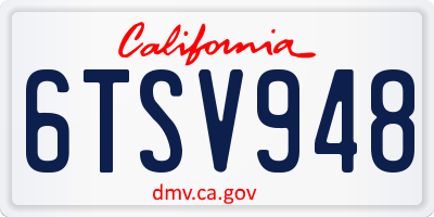 CA license plate 6TSV948