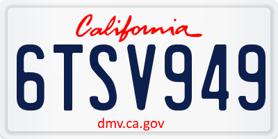 CA license plate 6TSV949