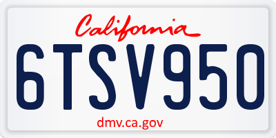 CA license plate 6TSV950