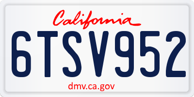 CA license plate 6TSV952
