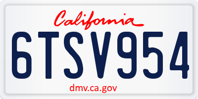 CA license plate 6TSV954