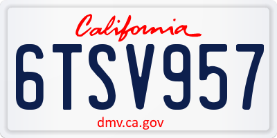 CA license plate 6TSV957