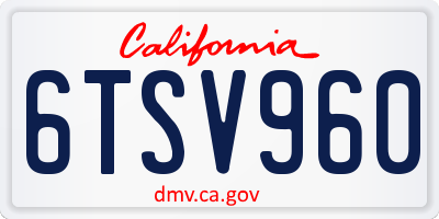 CA license plate 6TSV960