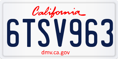 CA license plate 6TSV963