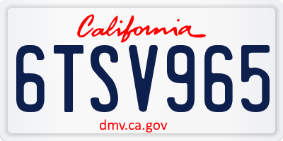 CA license plate 6TSV965