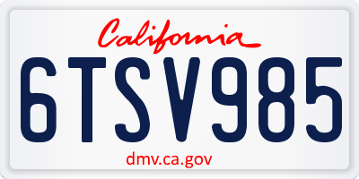 CA license plate 6TSV985