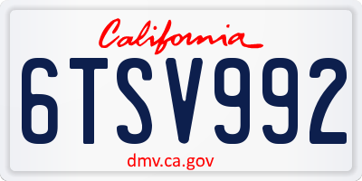CA license plate 6TSV992