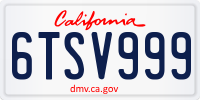 CA license plate 6TSV999