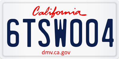 CA license plate 6TSW004