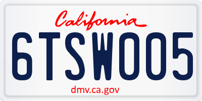 CA license plate 6TSW005