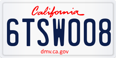 CA license plate 6TSW008