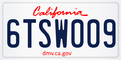 CA license plate 6TSW009