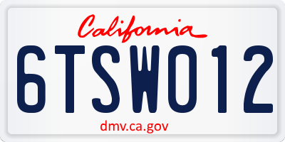 CA license plate 6TSW012