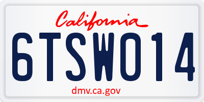 CA license plate 6TSW014