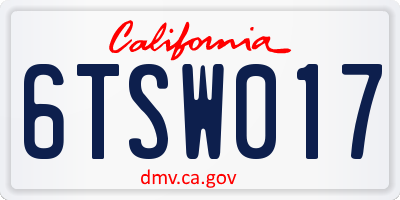 CA license plate 6TSW017