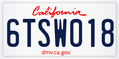 CA license plate 6TSW018