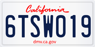CA license plate 6TSW019