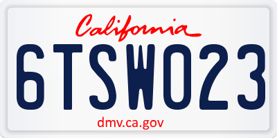 CA license plate 6TSW023