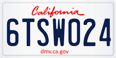 CA license plate 6TSW024