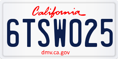 CA license plate 6TSW025