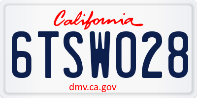 CA license plate 6TSW028
