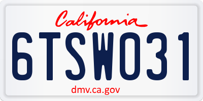 CA license plate 6TSW031