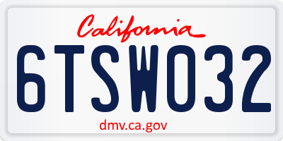 CA license plate 6TSW032
