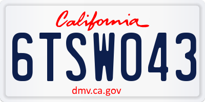 CA license plate 6TSW043