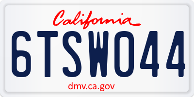 CA license plate 6TSW044