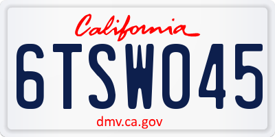 CA license plate 6TSW045