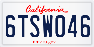 CA license plate 6TSW046