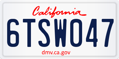 CA license plate 6TSW047