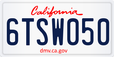 CA license plate 6TSW050