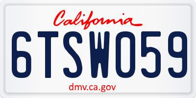 CA license plate 6TSW059