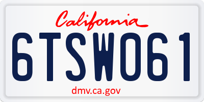 CA license plate 6TSW061