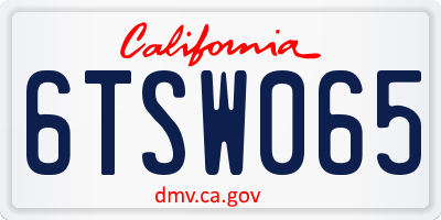CA license plate 6TSW065