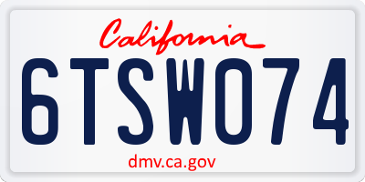 CA license plate 6TSW074