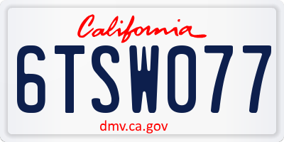CA license plate 6TSW077